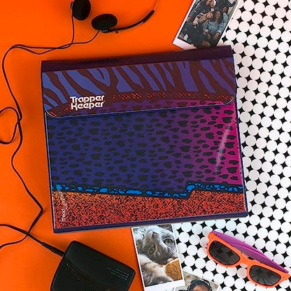 Trapper Keeper Binder, Retro Design, 1 Inch Binder, 2 Folders and Extra Pocket, Metal Rings and Spring Clip, Secure Storage, Animal, Mead School Supplies (260038CP1-ECM)