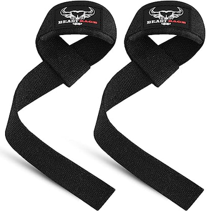 BEAST RAGE Straps for Weightlifting, 24” Heavy Duty Wrist Wraps Weight Lifting Straps Men Women and 4MM Enhance Padded Support Lifters Upto 260lbs. Load Pulling Exercises Workout Aids Cotton Grips