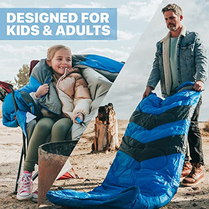 MalloMe Sleeping Bags for Adults Cold Weather & Warm - Backpacking Camping Sleeping Bag for Kids 10-12, Girls, Boys - Lightweight Compact Camping Gear Must Haves Hiking Essentials Sleep Accessories