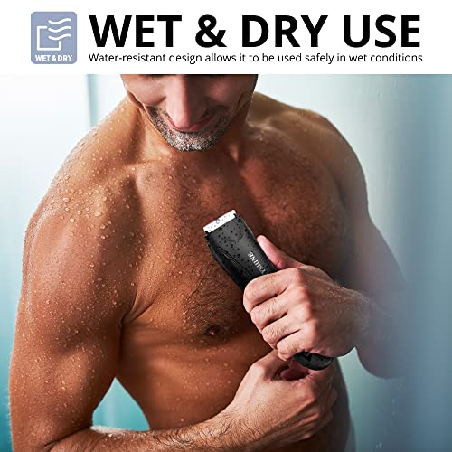 2 in 1 Groin Hair Trimmer & Body Groomer for Men, Ball Shaver with 2 Different Replaceable Ceramic Blades Specifically Designed to Balance Safety and Sharpness, Keep Your Groin & Body Trim Neat Clean