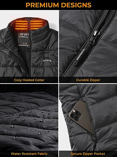 ORORO Men's Lightweight Heated Vest with Battery Pack (Black,M)