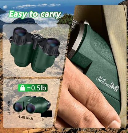 Small Compact Binoculars Adults Kids: 20x25 High Powered Mini Pocket Binocular for Bird Watching, Waterproof Portable Powerful Binoculars, Lightweight Easy Focus Binoculars for Concert, Outdoor Hiking