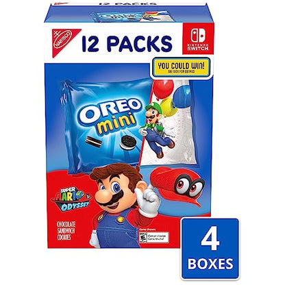 OREO Mini Chocolate Sandwich Cookies, 48 Snack Packs (4 Boxes)