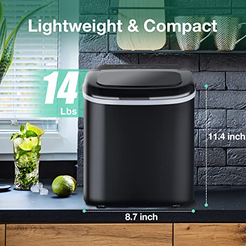 Countertop Ice Maker, Ice Maker Machine 6 Mins 9 Bullet Ice, 26.5lbs/24Hrs, Portable Ice Maker Machine with Self-Cleaning, Ice Bags, Ice Scoop, and Basket, Ice Maker for Home/Kitchen/Office/Party/RV