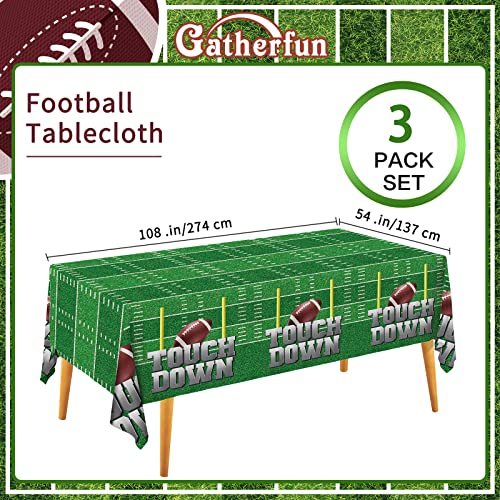 Football Theme Party Disposable Tablecloth Plastic Touchdown Table Cover for Birthday Party Football Party Games Decoration 54 X 108Inch 3 Pack for Football Gameday Tailgate Party