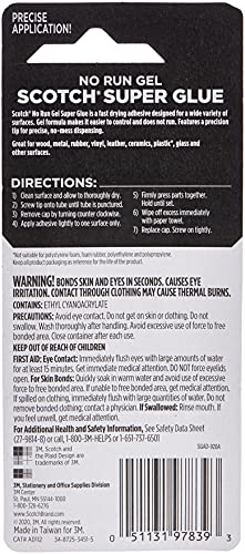 Scotch Super Glue Gel, .07 oz, 2-Pack, Dries Quickly with a Permanent Hold (AD112)