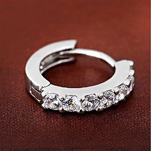 Hithop Premium Quality Fashion Women's Rhinestone Silver Round Rings Hoop Stud Earrings Jewellery Gift