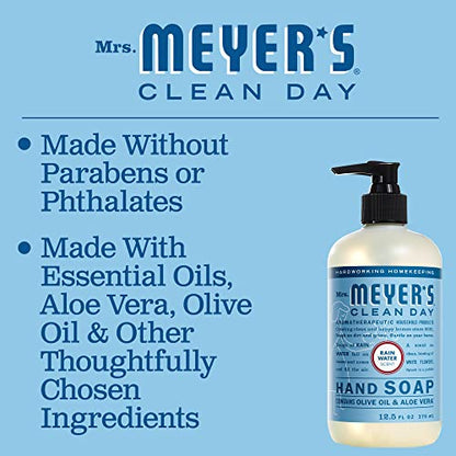 Mrs. Meyer's Hand Soap, Made with Essential Oils, Biodegradable Formula, Rain Water, 12.5 fl. oz - Pack of 3