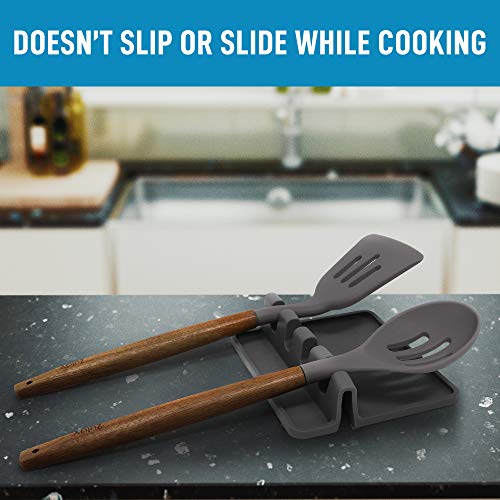 Silicone Utensil Rest with Drip Pad for Multiple Utensils, Heat-Resistant, Spoon Rest & Spoon Holder for Stove Top, Kitchen Utensil Holder for Spoons, Ladles, Tongs & More - by Zulay