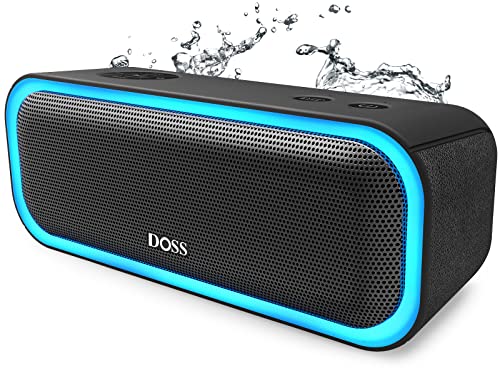 DOSS SoundBox Pro Bluetooth Speaker with 20W Stereo Sound, Active Extra Bass, IPX6 Waterproof, Bluetooth 5.0, TWS Pairing, Multi-Colors Lights, 20 Hrs Playtime, Speaker for Beach, Outdoor(Upgraded)