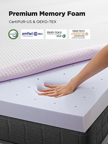 PERLECARE 3 Inch Gel Memory Foam Mattress Topper for Pressure Relief, Soft Mattress Topper for Cooling Sleep, Non-Slip Design with Removable & Washable Cover, CertiPUR-US Certified - King