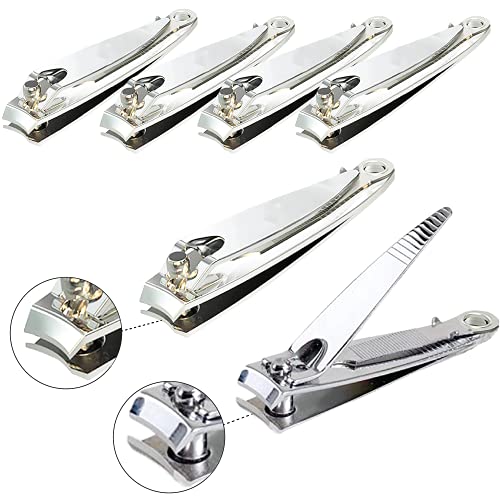 (6 Pack) Toe Nail Clippers Toenail Clippers and Fingernail Clipper Set, Premium Stainless Steel Ultra Sharp Sturdy Curved Edge Cutter Trimmer Finger Nail Clip for Adults Men Women Nail Cleaner