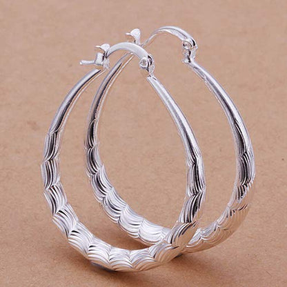 Lucare Women's 925 Sterling Silver U Shape Hollow Hoop Dangle Earrings Jewelry Gift 1