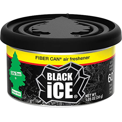 LITTLE TREES Car Air Freshener. Fiber Can Provides a Long-Lasting Scent for Auto or Home. Adjustable Lid for Desired Strength. Black Ice, 4 Fiber Cans