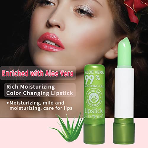 Eliversion Aloe Vera Lipstick, Magic Temperature PH Color Changing Moisturizing Lipstick, Tinted Lip Balm, Lip Tint, Lip Makeup, Glossier Lip Balm, Natural Lasting Moisturizing Lipstick for Women