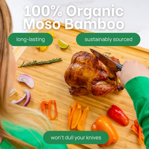 30 x 20 Bamboo Extra Large Cutting Board - Lifetime Replacements - Wooden Stove Top Cover Noodle Board - Meat Cutting Board for BBQ - Turkey Carving Board - Over the Sink Cutting Board - Charcuterie
