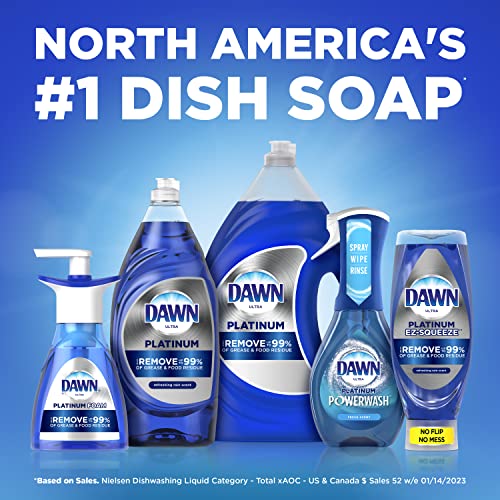 Dawn Platinum Powerwash Dish Spray, Dish Soap, Fresh Scent Bundle, 1 Spray (16oz) + 3 Refills (16oz each)(Pack of 4)