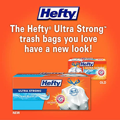 Hefty Ultra Strong Tall Kitchen Trash Bags, Clean Burst Scent, 13 Gallon, 80 Count