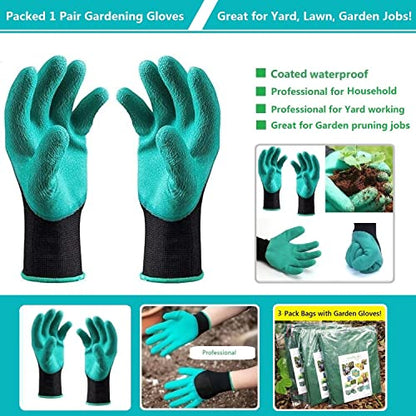 Professional 3-Pack 106 Gallons Lawn Garden Bags (D31, H31 inches) Reusable Yard Leaf Waste Bags with Coated Gardening Gloves - Storage Bag,Patio Bag,Laundry Container,Trash Can with 4 Handles