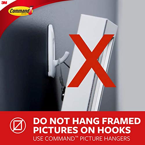 Command Large Utility Hooks, Damage Free Hanging Wall Hooks with Adhesive Strips, Wall Hooks for Hanging Back to School Dorm Organizers, 7 White Hooks and 12 Command Strips