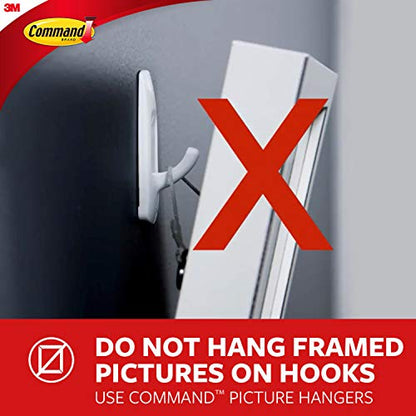 Command Large Utility Hooks, Damage Free Hanging Wall Hooks with Adhesive Strips, Wall Hooks for Hanging Back to School Dorm Organizers, 7 White Hooks and 12 Command Strips