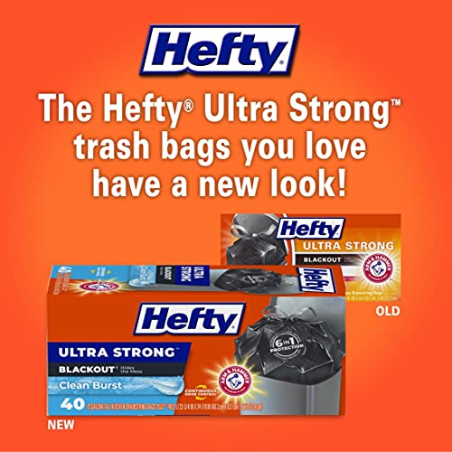 Hefty Ultra Strong Tall Kitchen Trash Bags, Blackout, Clean Burst, 13 Gallon, 80 Count