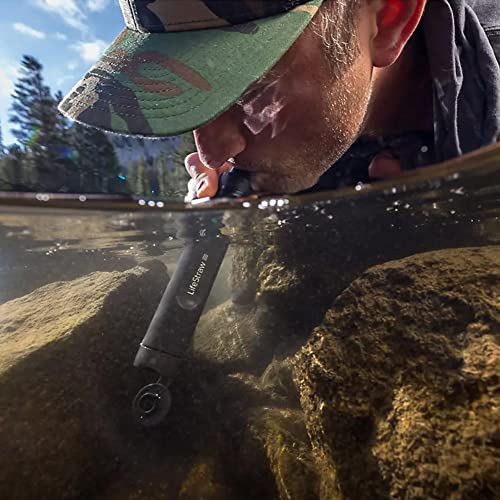 LifeStraw Peak Series - Personal Water Filter Straw for Backup Filtration, Emergency, Survival, and Ultralight Hydration, BPA-Free, Dark Mountain Gray