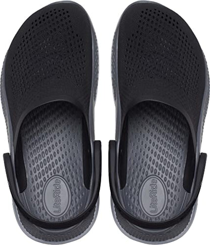 Crocs Unisex LiteRide 360 Clogs, Black/Slate Grey, 9 Men/11 Women