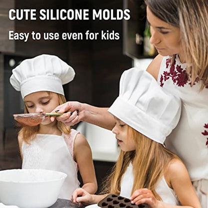 Chocolate Molds Silicone Set - 6 pk + Free Recipes Ebook - Food Grade Candy Molds Silicone - Easy to Use Non-Stick Silicone Molds for Candy