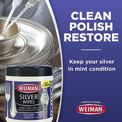 Weiman Jewelry Polish Cleaner, Tarnish Remover Wipes - 20 Count - Use on Silver Jewelry Antique Silver Gold Brass Copper and Aluminum