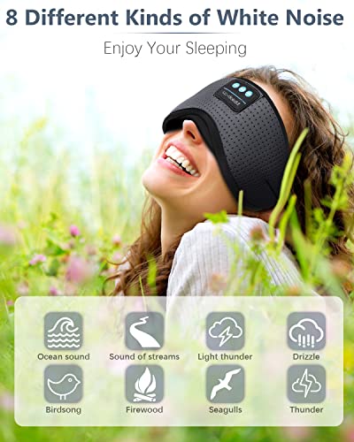 LC-dolida Sleep Headphones, White Noise Bluetooth Sleep Mask 3D Breathable Wireless Eye Mask for Timing, Sleep Mask with Bluetooth Headphones for Side Sleepers Travel,Cool Gadgets for Women Men(Grey)