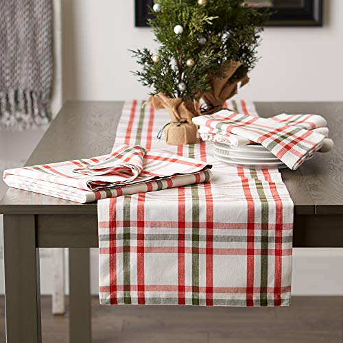 DII Jolly Christmas Tree Collection Holiday Table & Kitchen Décor, Table Runner, 14x72, Christmas Plaid