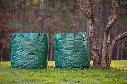 Gardzen 2-Pack 132 Gallons Gardening Bag with Double Bottom Layer - Extra Large Reuseable Heavy Duty Gardening Bags, Lawn Pool Garden Leaf Waste Bag, Comes with Gloves