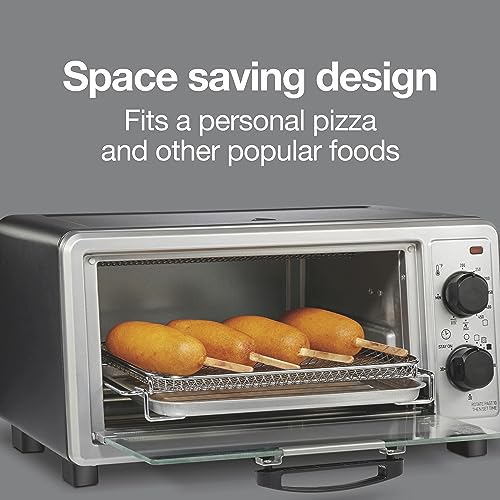 Proctor Silex Simply-Crisp Toaster Oven Air Fryer Combo with 4 Functions Including Convection, Bake & Broil, Fits 4 Slices or 12” Pizza, Auto Shutoff, Black (31265)