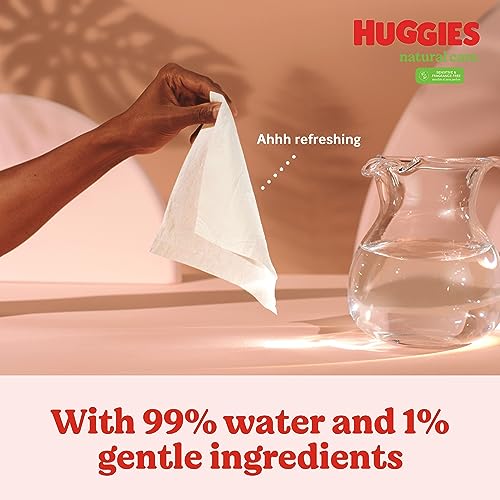 Huggies Natural Care Sensitive Baby Wipes, Unscented, Hypoallergenic, 99% Purified Water, 12 Flip-Top Packs (768 Wipes Total)