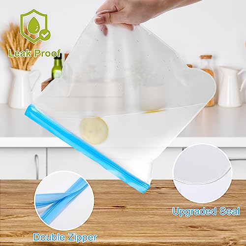 10 Pack Dishwasher Safe Reusable Bags Silicone, Leakproof Freezer BPA Free Storage Bags for Lunch Marinate Food Travel - 3 Gallon 3 Snack 4 Sandwich Bags