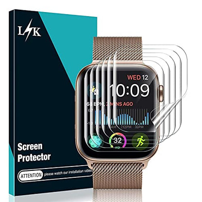 LϟK 6 Pack Screen Protector Designed for Apple Watch 44mm Series 6 5 4 SE / 42mm Series 3 2, Max Coverage, Bubble Free Flexible Soft TPU for iWatch 44mm 42mm