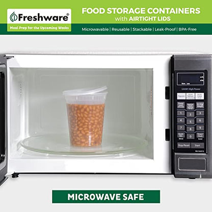 Freshware Food Storage Containers [24 Set] 32 oz Plastic Deli Containers with Lids, Slime, Soup, Meal Prep Containers | BPA Free | Stackable | Leakproof | Microwave/Dishwasher/Freezer Safe