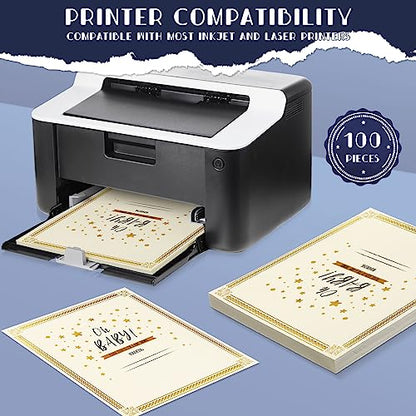 Kosiz 300 Pcs Certificate Kit Includes 100 Single Sided Certificate Holders 100 Gold Foil Certificate Paper 8.5'' x 11'' 100 Gold Foil Award Seals Sticker for Diploma, Award, Accomplishment