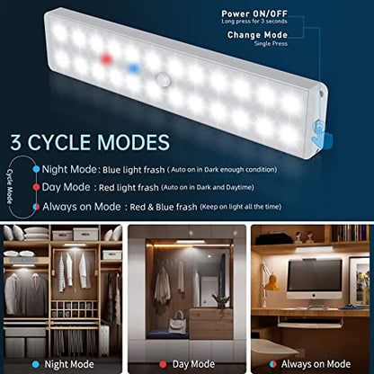 LED Closet Light with Charging Station, 24-LED Dimmer Motion Sensor Under Cabinet Lighting Wireless Stick-Anywhere Night Light with Remote for Stairs,Kitchen,Hallway (3 Pcs)