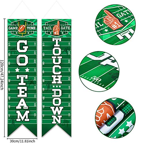 Football Decorations Football Sign Wall Pennant Banner Football Porch Sign Welcome Banner for Sport Theme Party Football Parade Decoration Game Time Festival Banner Party Accessory (Green, 47.2 x 11.8