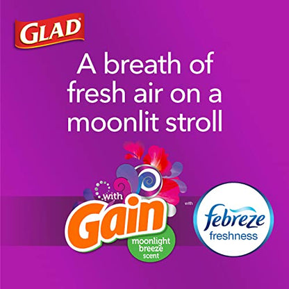 Glad Tall Kitchen Quick-Tie Trash Bags, OdorShield 13 Gallon White Trash Bag, Gain Moonlight Breeze with Febreze Freshness