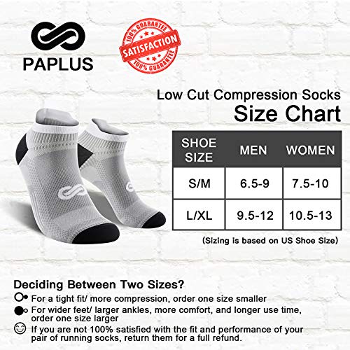 Low Cut Compression Socks for Men and Women (6 Pairs), No Show Ankle Compression Running Socks with Arch Support for Plantar Fasciitis, Cyling, Athletic, Flight, Travel, Nurses