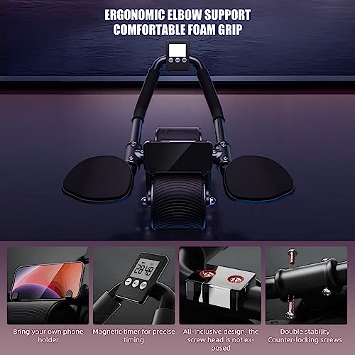 Elbow Support Automatic Rebound Abdominal Wheel,Ab Roller for Abdominal Exercise Machine,Abs Workout Equipment,Dolly Core Strengthening Trainer Fitness Belly Training for Men & Women