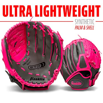 Franklin Sports Kids Baseball Gloves - RTP Child's Tee Ball Glove + Ball Set - Boys + Girls Tee Ball Mitt - Kid + Toddler - Right Hand Throw - Pink - 10.5"