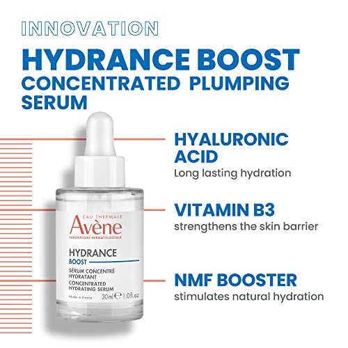 Eau Thermale Avène Hydrance Boost Concentrated Hydrating Serum, 48 Hour Hydration, Hyaluronic Acid, 1.0 fl.oz.