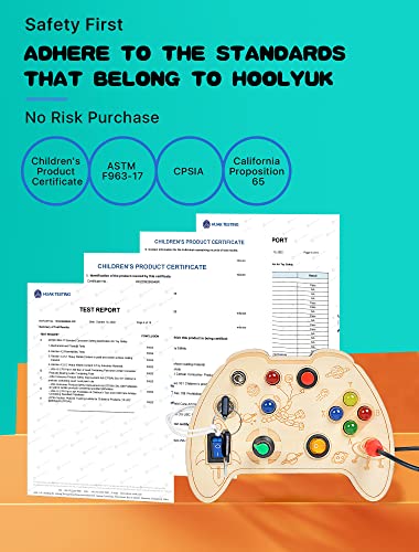 HOOLYUK Montessori Busy Board Toy for 1 2 3 Year Old Boy, Wooden Controller Sensory Toy for Autistic Children with LED Light Up Buttons, Early Learning Fidget Toy Great for Gift