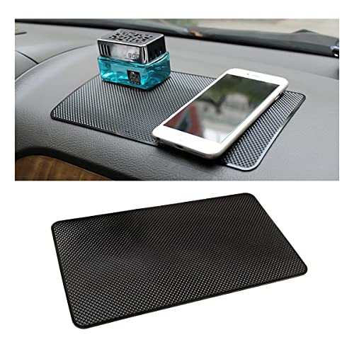 Car Dashboard Anti-Slip Rubber Pad, 10.6 x 5.9 Universal Non-Slip Car Magic Dashboard Sticky Adhesive Mat for Phones Sunglasses Keys Electronic Devices and More Use (Black/Grid)