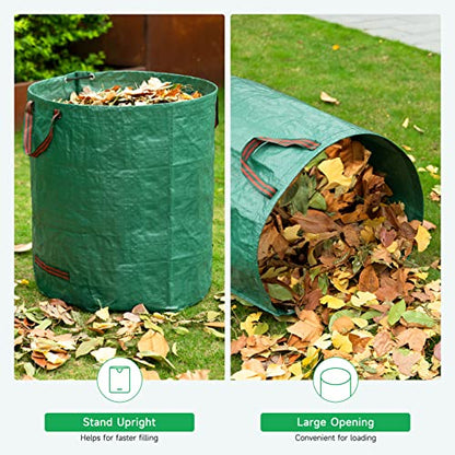 GreatBuddy 72 Gallon Reusable Yard Waste Bag, Heavy Duty, Upright Lawn Bags with 4 Reinforced Handles for Garden Leaves and Waste Collection, Lightweight and Portable (3 Pack)