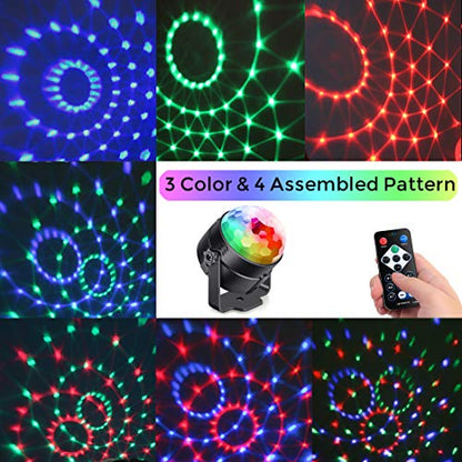 Sound Activated Party Lights with Remote Control Dj Lighting, RBG Disco Ball, Strobe Lamp 7 Modes Stage Par Light for Home Room Dance Parties Birthday DJ Bar Karaoke Xmas Wedding Show Club Pub